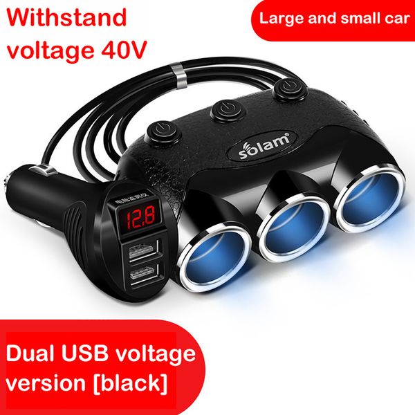

usb car charger with switch multi-function mobile phone charger 3 holes