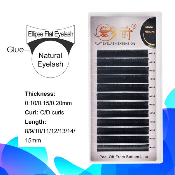 

matte flat eyelashes extensions cashmere faux mink cilia ellipse flat eyelash extension shape softer ellipse eye lash split tips