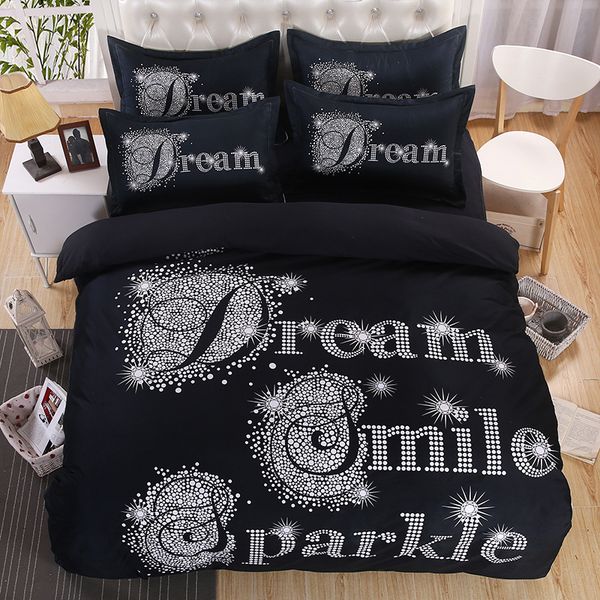 

3d couple black and white bedding set duvet cover pillow case bed sheet 3pcs/4pcs children twin full  king bed linen