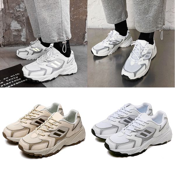 

2020 new mens womens leather sneakers wear resistant mesh sports running shoes beige khaki ivory trainers eur 36-44 made in china homemade