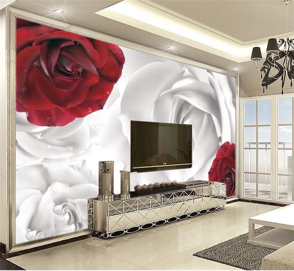 Customized Wallpaper For Walls Home Decoration Red White Rosette Decoration Bedroom Living Room Premium Moisture Wall Paper Widescreen Desktop