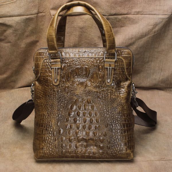 

men cowhide shoulder satchel cross body bags genuine cow leather crocodile pattern messenger sling bag alligator briefcases organizer bag