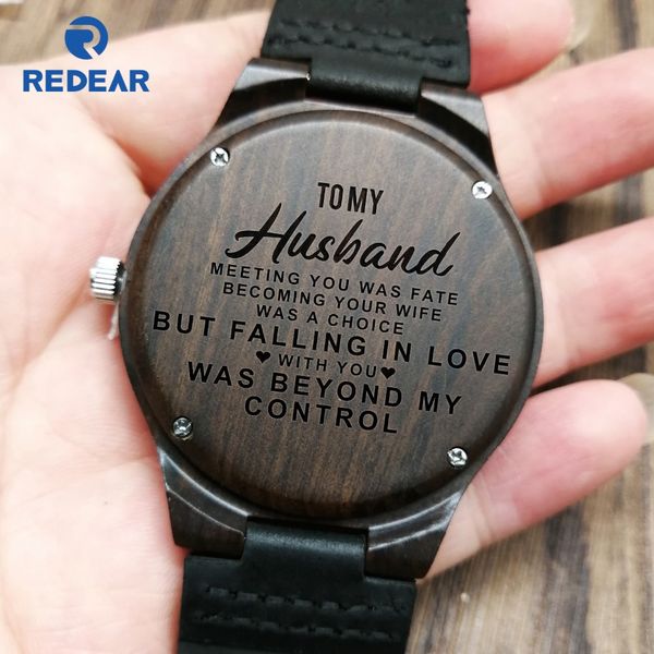 

engraved wooden watch to my husband meeting you was fate becoming your wife was a choice, Slivery;brown