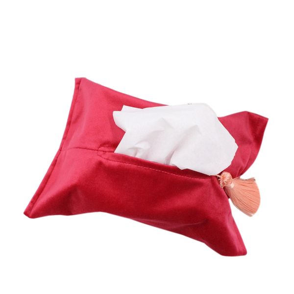 

household tissue box portable paper towel storage box unique velvet tissue home simple solid color living room