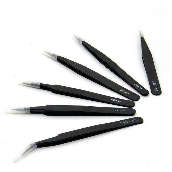 

50set (6pcs/set) tweezer forceps stainless steel anti-static curved straight tool pincers pincette hand tool
