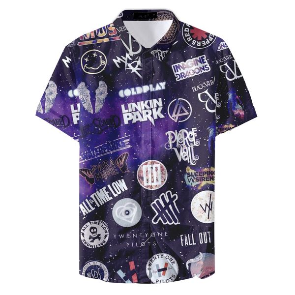 

2019 new collar hawaiian hiphop tourism letter printed man casual shirt, White;black
