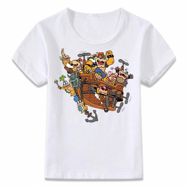 

funny kids clothes boy's t shirt bowser from mario t-shirt boys and girls toddler short sleeve tee, Blue
