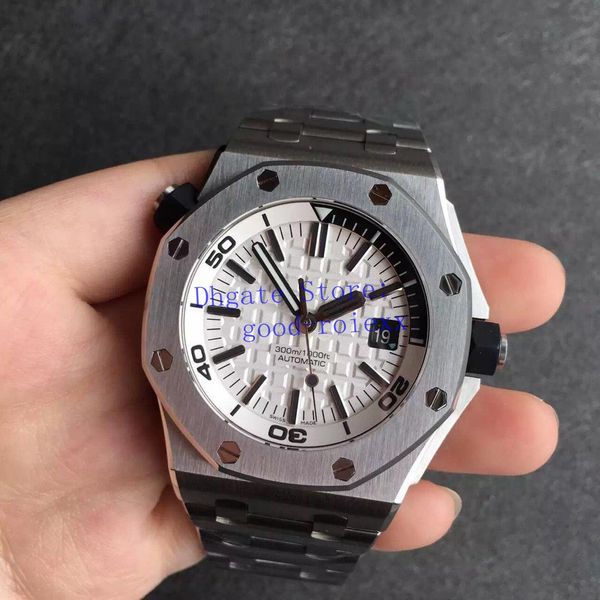 

new men's watches mens automatic cal.3120 watch men white black dial stainless steel bracelet royal 15710 date offshore 42mm wristwatch, Slivery;brown