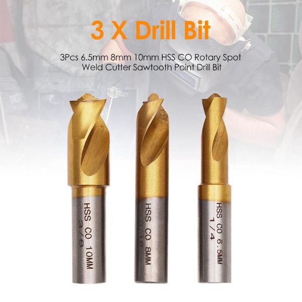 

3pcs hss spot weld cutter durable remover point drill bits solder joint removal drill tool hex sheet metal hole cutter