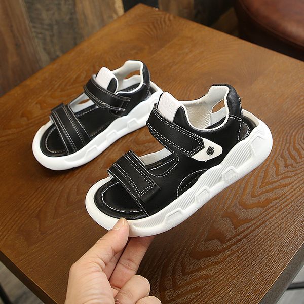 

sandals boys summer children soft sole beach anti-slip cute sport sandal girls leather shoes thick bottom syy113, Black;red