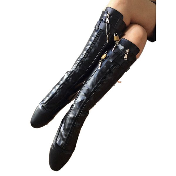 

black knee high ballet boots for women pointed toe stilettos lace up zipper shoes womans ballet fetish shoes 18cm heels