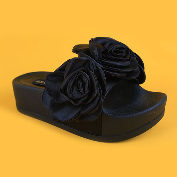 

ladies all black thick eva sole fashion old friend slippers