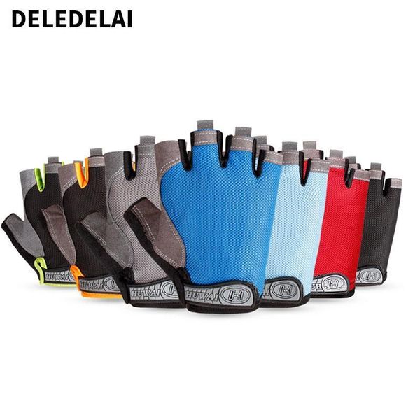 

deledelai 2018 new arrival fingerless glove special gloves for gym sport half finger gloves man summer breathable, Blue;gray