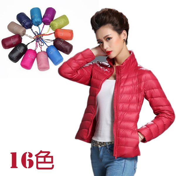 

women's down & parkas women ultra light jacket winter duck jackets slim thin long sleeve parka zipper coats pockets solid, Black