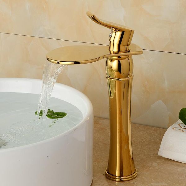 

Basin Faucet Bathroom Sink Gold/Chrome Single Handle Hole Faucet Basin Taps Grifo Lavabo Wash Hot Cold Waterfall Faucet