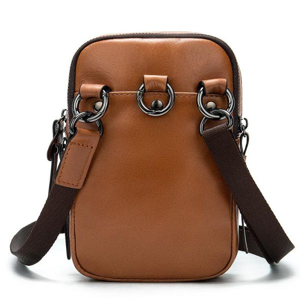 

men leather waist bag men's retro packet diagonal belt casual multifunction pockets bags vertical section waist pack bag