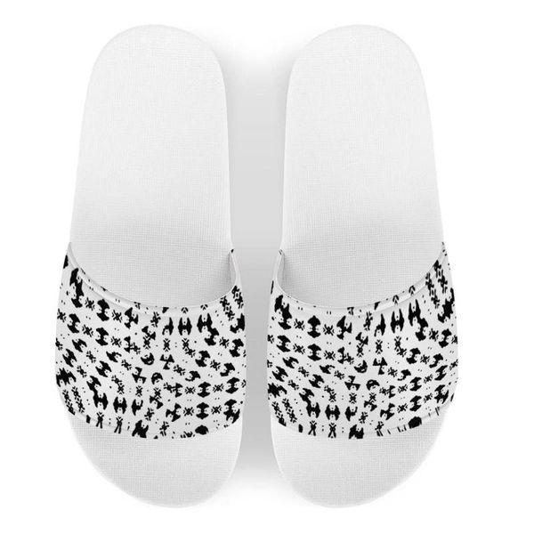

men custom pattern new black and white slippers summer fashion slide sandals outdoor non-slip beach shoes platform flip flops