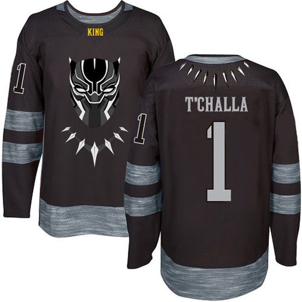 

Men 1 The Black Panther Black Custom Hockey Jerseys Custom any name any number Free Shipping