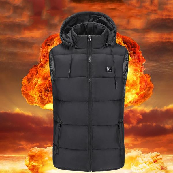 

mens women heated jackets outdoor vest coat usb electric battery long sleeves heating hooded jackets warm winter thermalclothing, Gray;blue
