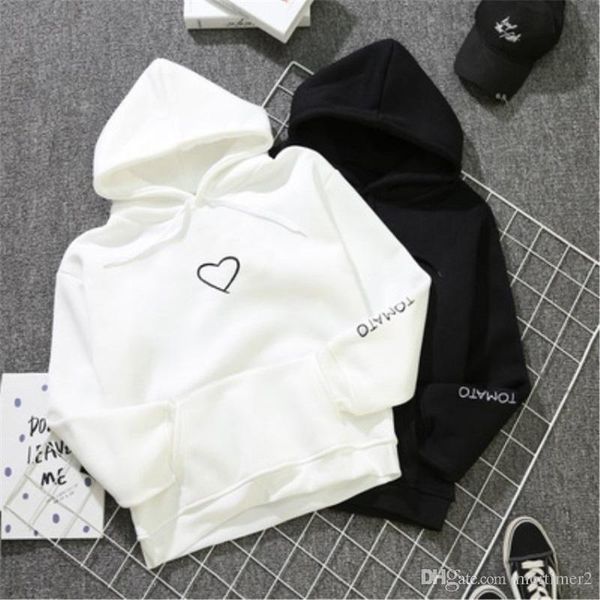 

new fashion love heart print women hoodies casual lover couple sweatshirts autumn long sleeve pullovers sportswear tracksuit, Black