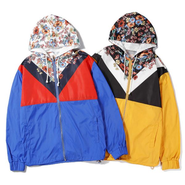 

men jackets designer hooded jacket for men windbreaker with floral patterns antumn brand sportwear mens clothing size -2xl, Black;brown
