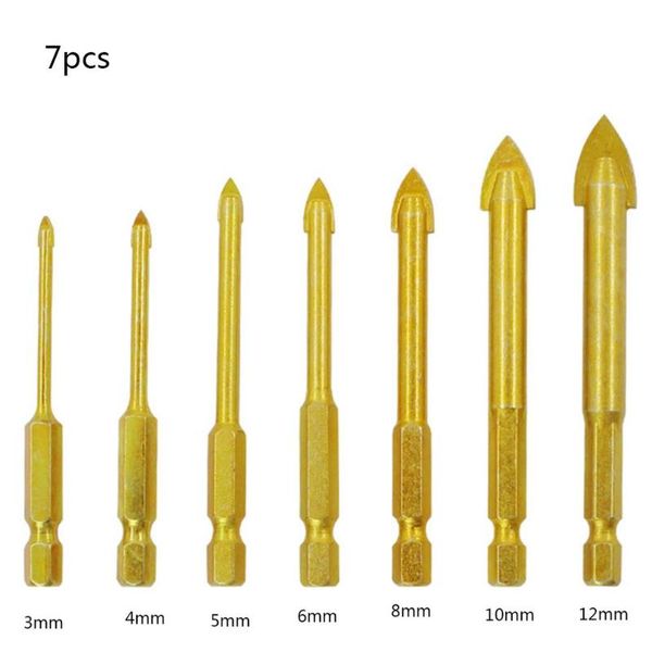 

glass porcelain marble spade drill bits titanium coating carbide 1/4"(6.35mm) hex shank 3-12mm ceramic tile drill bits