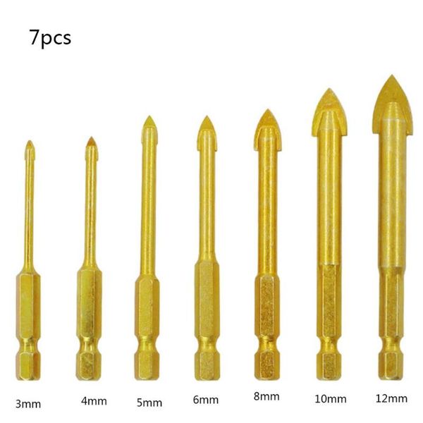 

glass porcelain marble spade drill bits titanium coating carbide 1/4"(6.35mm) hex shank 3-12mm ceramic tile drill bits