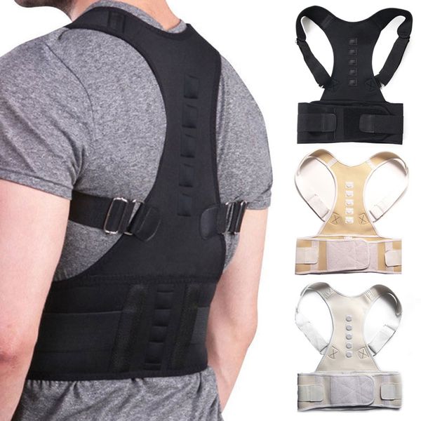 

adjustable magnetic posture corrector corset back brace back belt lumbar support straight corrector for men women s-xxl, Black;blue
