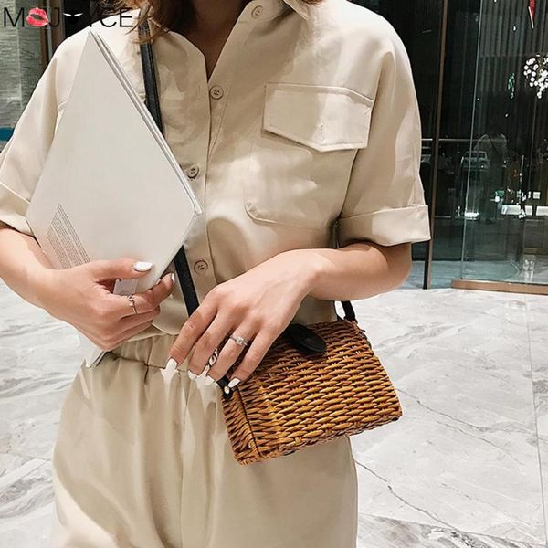 

women casual straw bag solid color shoulder messenger handbags women rattan flap woven crossbody bags shoulder bag