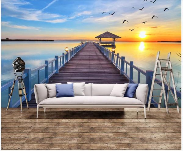 

3d beautiful sea view living room tv background wall beautiful scenery wallpapers