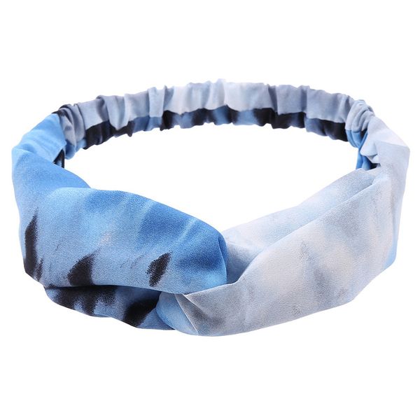 

fashion women tie-dyed printing headband outdoor sports hair band hairbands head band cross knot elastic headwrap hair accessories d61606, Slivery;white