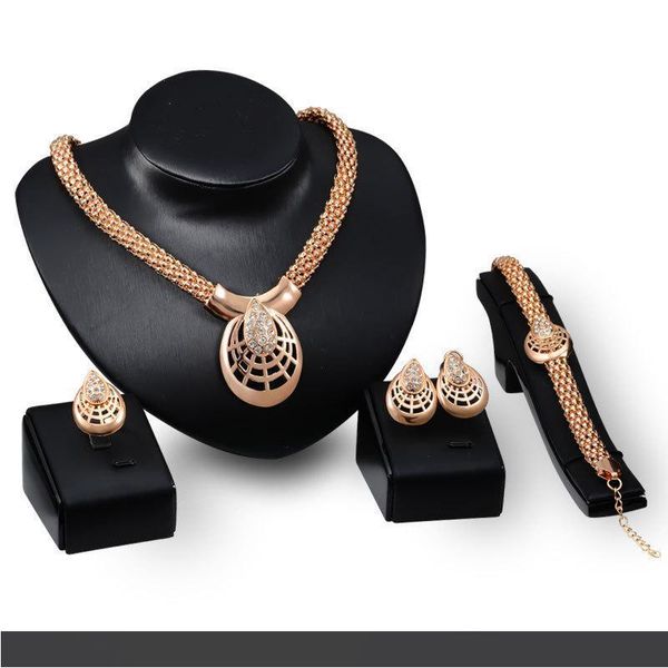 

подружка невесты комплект ювелирных изделий свадебное ожерелье золотые цепи браслет серьги индийский африканский дубай 18k gold jewelry part, Black