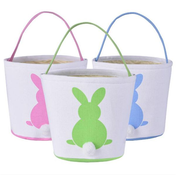 

easter bunny basket rabbit tail ears barrel bags kids candy baskets party festival candies easter eggs storage totes bunny