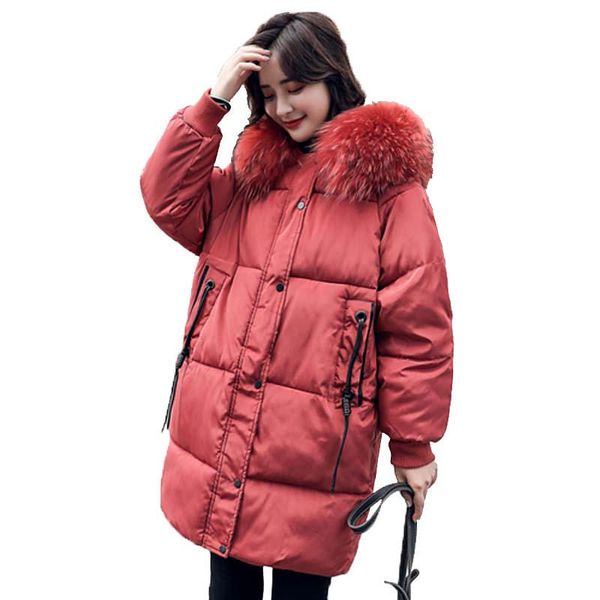 

oversize down cotton jacket female parka winter coat women loose warm thicken hooded women winter jacket padded outerwear q1912, Black