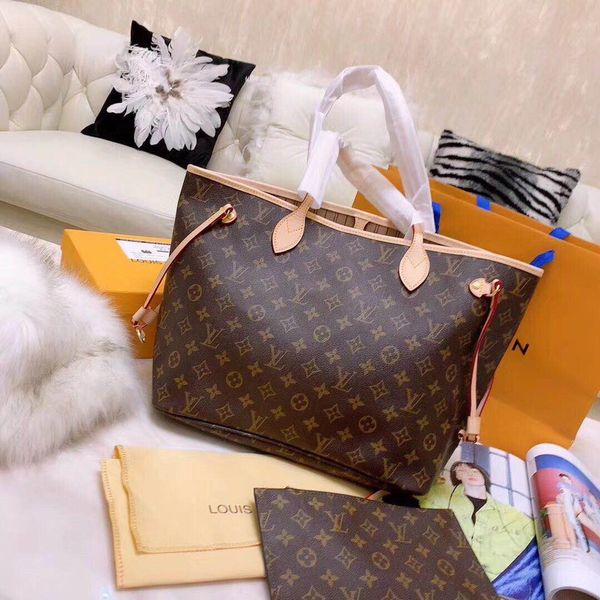 

Loui vuitton women bag original cowhide leather handbag monogram color leather neverfull hopping tote lv houlder bag hipping