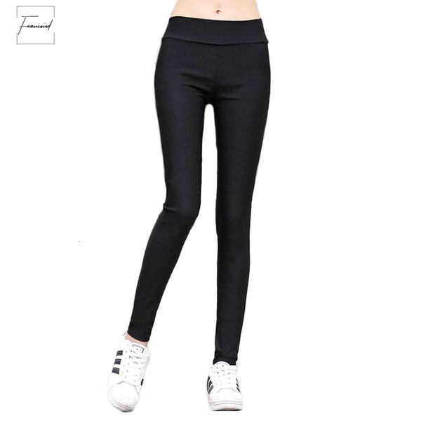

pencil pants woman black and white elastic waist woman slim fit ankle length pants fashion pants solid spring new wn, Black;white