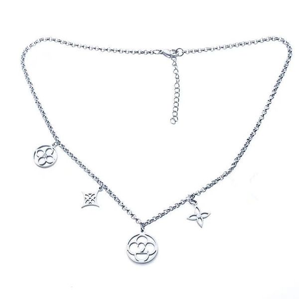 

fashion statement necklace stainless steel jewelry silver rose gold vintage crown necklace flower letter charm necklace