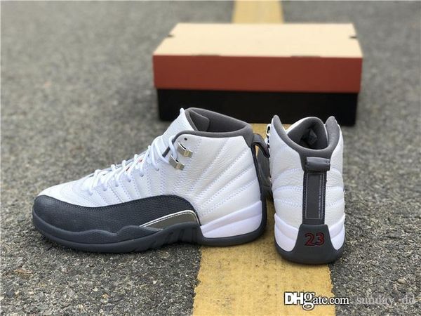 

est air authentic 12 dark grey white basketball shoes retro real carbon fiber 12s men sports sneakers 130690-160 with box