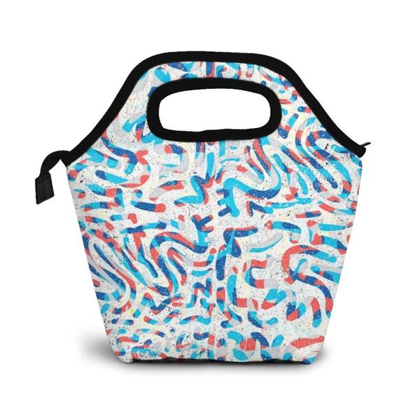 

pattern number 176 lunch bag коробки сумки портативный изолированный пикник box для женщин мужчин, Blue;pink