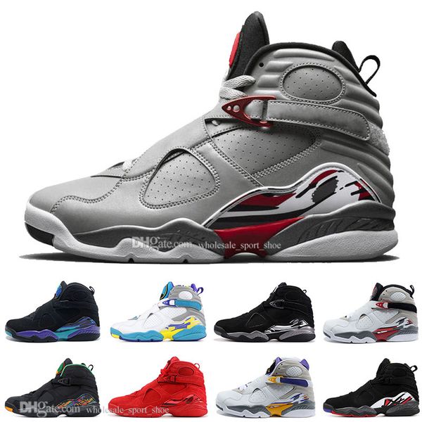 

8 8s men basketball shoes valentines day aqua white black chrome countdown pack 3 peat playoff mens trainer sports sneaker 7-13, White;red