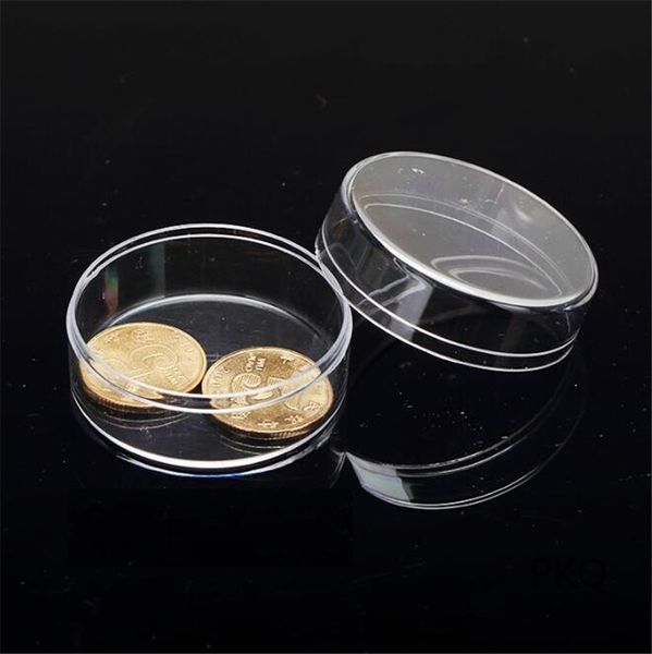 

20pcs transparent plastic empty ps box portable hard plastic case holder storage box round with lid favor beads container