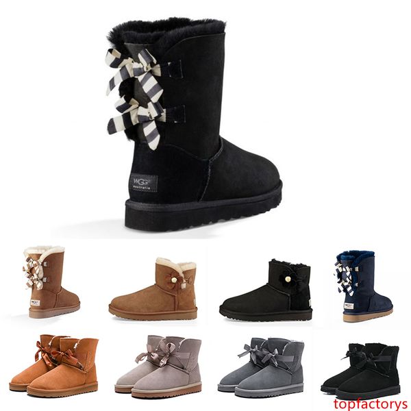

flower rosette wgg bowtie women's fashion ankle boots australia classic black grey chestnut navy blue women girl snow boots eur 36-41
