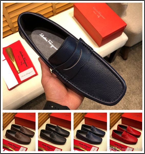 

19fw ручной работы натуральная кожа мужская обувь повседневная роскошные бренды мужчины мокасины дышащий вождения обувь мода скольжения на м, Black