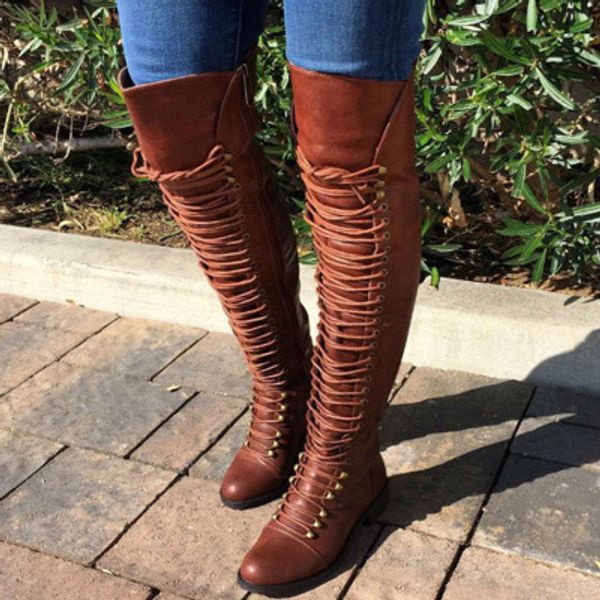 

womens designer boots beauty cross strap over-the-knee boots knight boots simple casual platform shoes 2020 new selling, Black