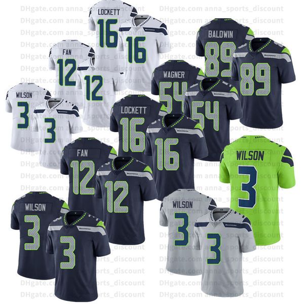 

2020 american football team uniforms seahawks 24 lynch 3 wilsonn custom series breathable quick-drying casual sports t-shirt, Black;gray