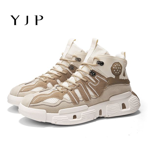 

yjp men casual shoes breathable ultralight sports sneakers athletic wedge leisure hip-hop splicing running shoes style, Black