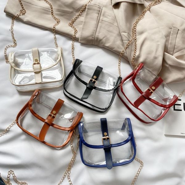 

clear transparent women shopping portable jelly clutch casual chain shopping totes women shoulder beach travel purse