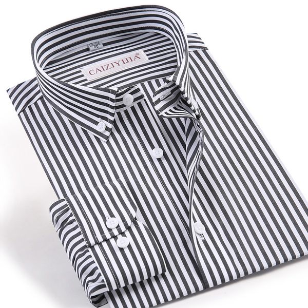 

men's long sleeve standard-fit pinpoint striped cotton shirt wrinkle-business casual button down easy-care dress shirts, White;black