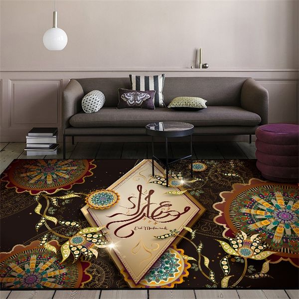 

national wind ramadan rug colorful digital printing crystal fleece non-slip crawling mat living room carpet bedroom floor mat