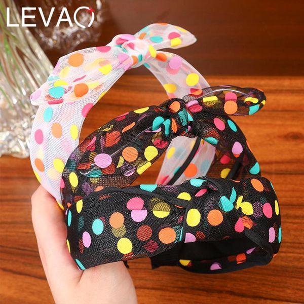 

hair accessories levao multicolor dot headband thin lace hairband head bezel ribbon ear bow hoop lady cute print knotted band headwear